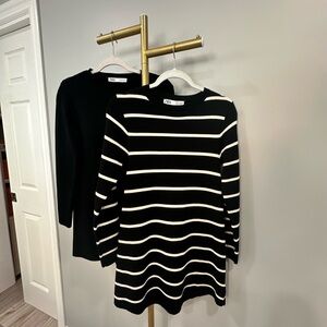 Zara Black and White Striped A-line Sweater Dress